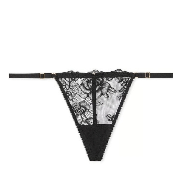 Victoria's Secret Black Floral Lace Thongs - Picture 1 of 3